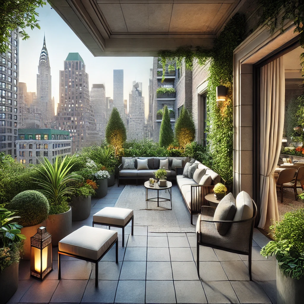 Private garden terrace in NYC apartment